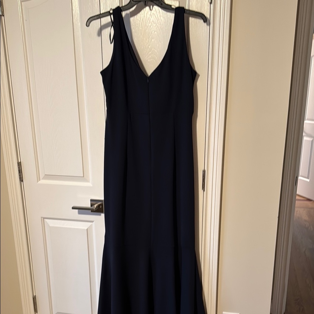 Elegant Navy High Low Women's Dress - Picture 6 of 7